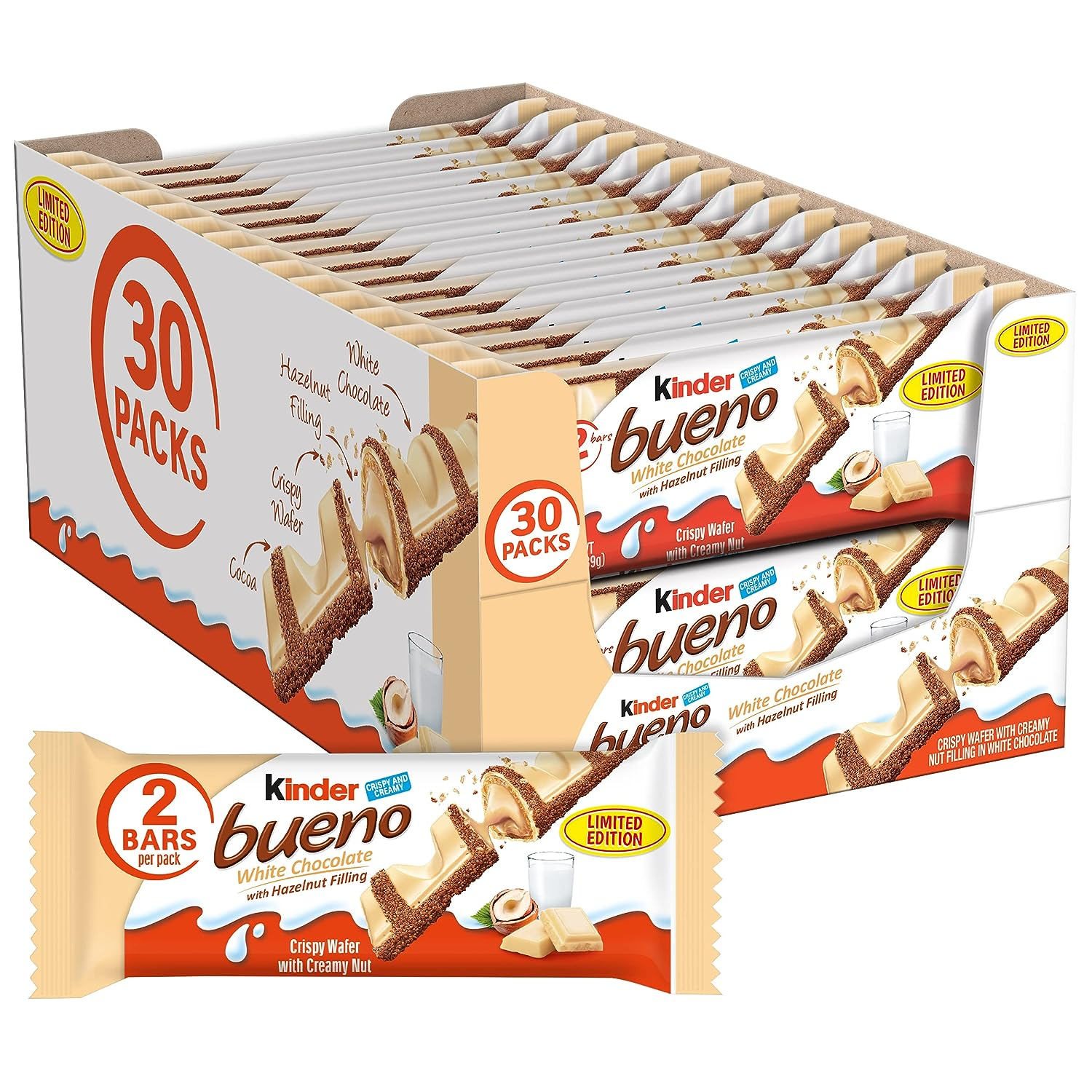 Kinder Bueno White Chocolate and Hazelnut Cream 30pcs 39g